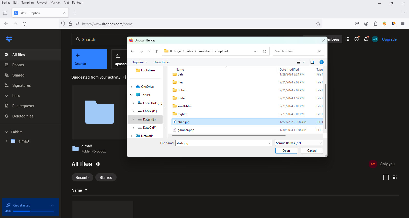 Cara Upload File Ke Dropbox